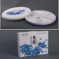 青花五格果盤定制,果盤定做