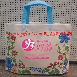 白色花紋購(gòu)物袋,印花無(wú)紡布袋定做